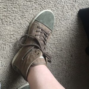 Green vans with suede